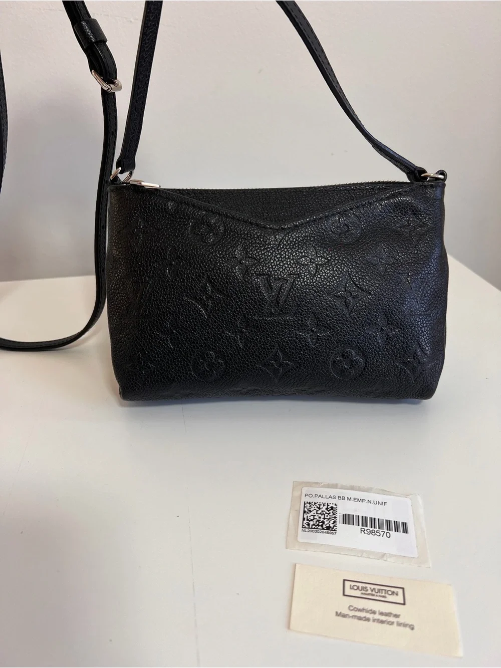 Louis Vuitton Black Embossed Monogram Crossbody Pochette